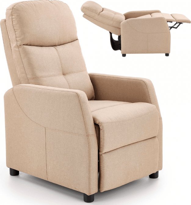 Halmar Fotel Rozkładany z Podnóżkiem Wypoczynkowy FELIPE Beżowy