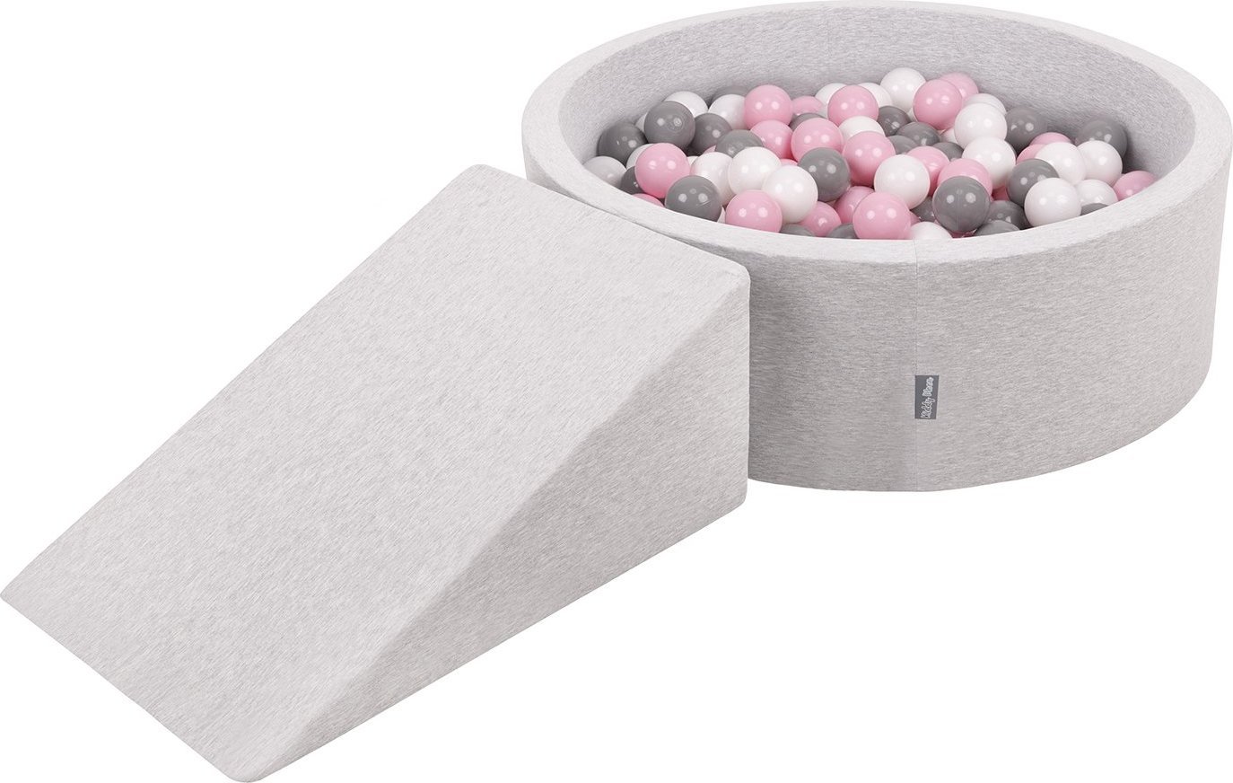 KiddyMoon KiddyMoon Piankowy plac zabaw PPZP-OK30D-112 z piłeczkami jasnoszary: biały-szary-pudrowy róż basen 100/klin L Zabawka plac zabaw