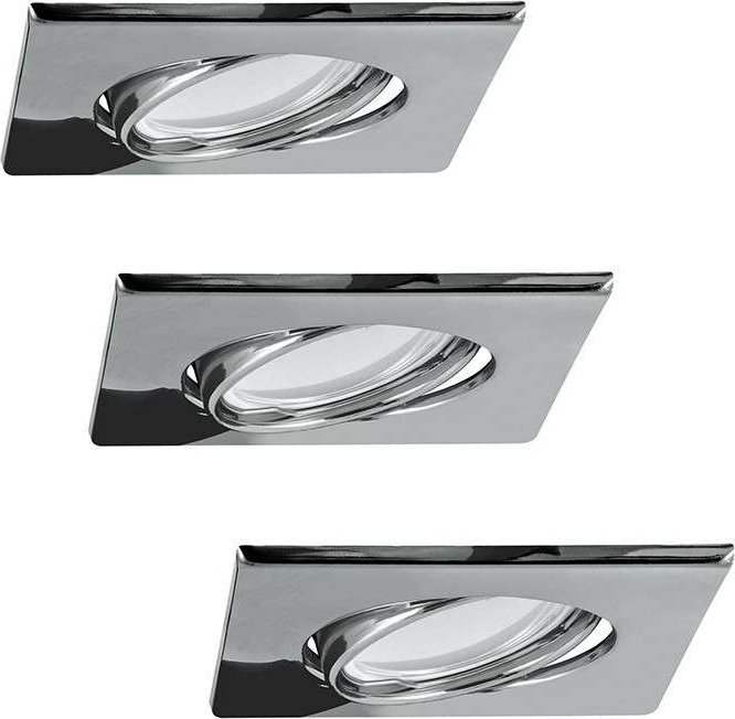Polux Wpuszczane LAMPY sufitowe OLIN 309655 Polux zestaw 3 podtynkowych OPRAW kwadratowych LED 10,5W 3000K metalowych chrom