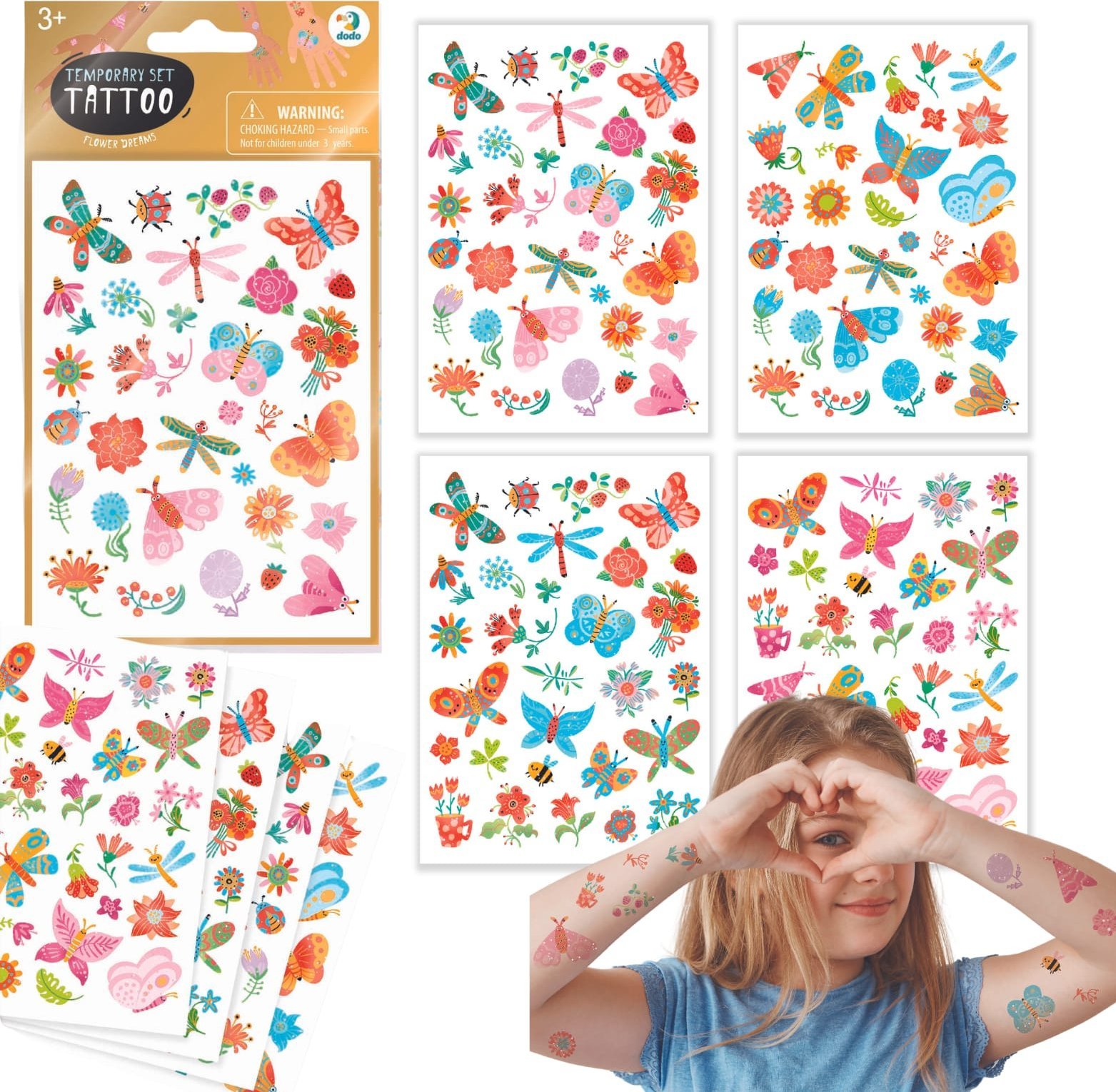Dodo Zestaw Tymczasowych Tatuaży Dla Dzieci "Kwiaty" Tatuaże Zmywalne Rośliny