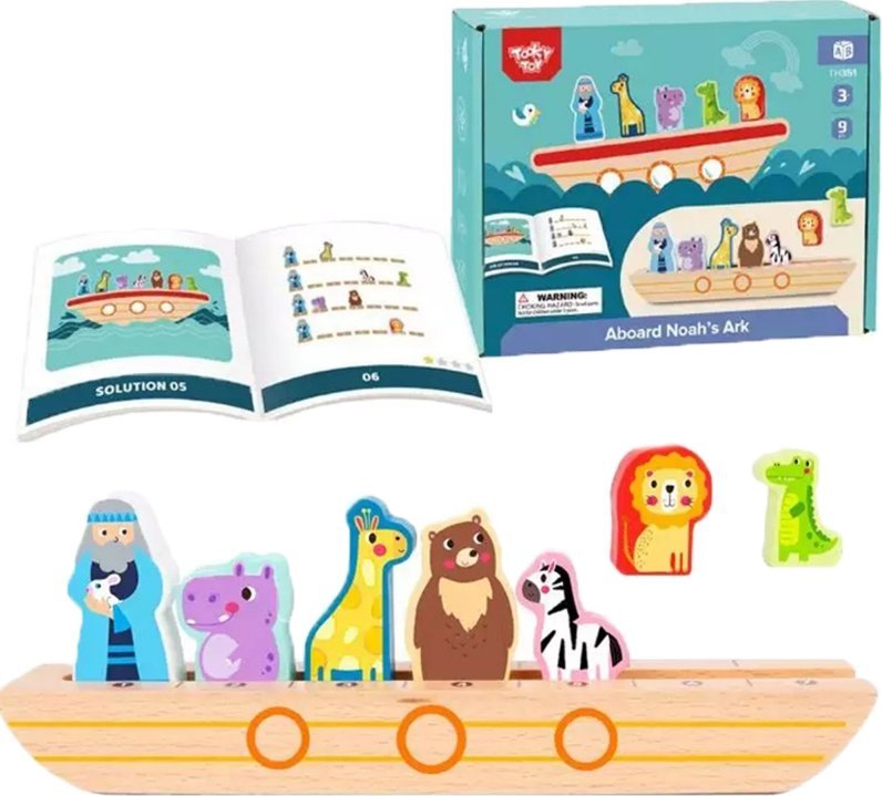 Tooky Toy Tooky Toy Drewniana Arka Noego + Książeczka z Zagadkami