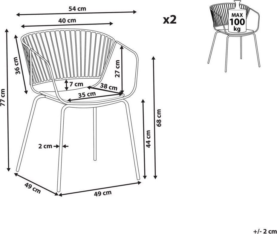 Beliani Zestaw 2 krzeseł do jadalni różowe złoto RIGBY