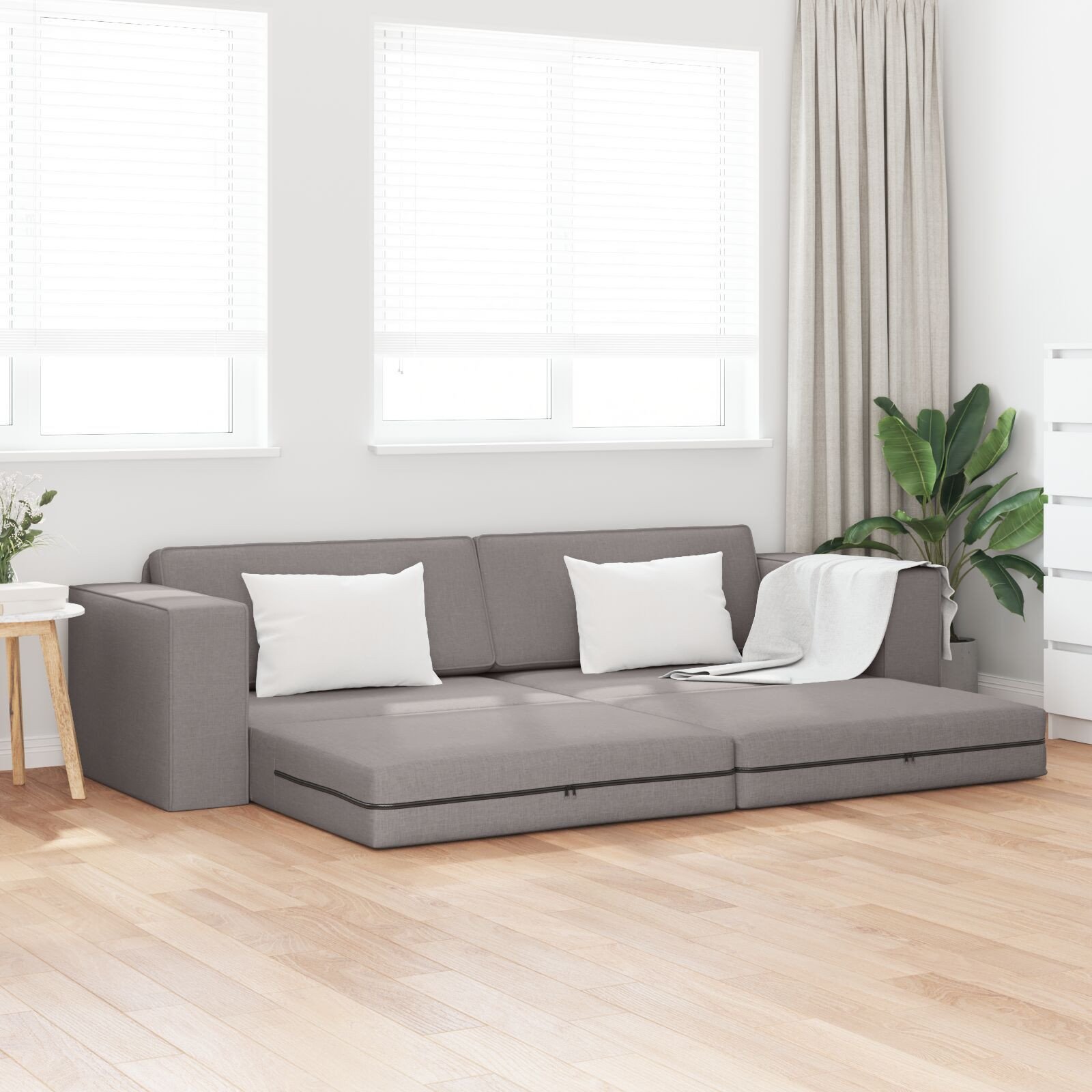 vidaXL Podłogowa Sofa Łóżko 2 w 1 Taupe 245x150x60.5 cm Tkanina