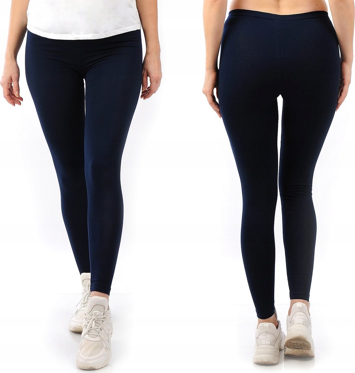 Legginsy damskie długie Polskie Getry Bawełniane Granatowe XXXL