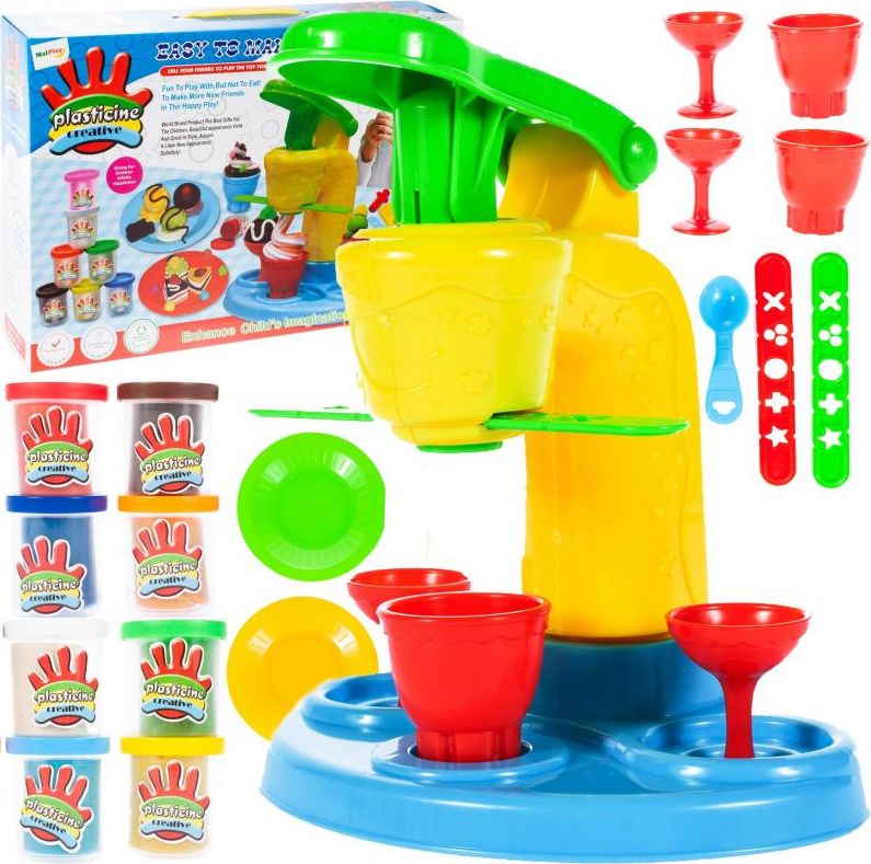 MalPlay MASA PLASTYCZNA LODZIARNIA 8 KUBECZKÓW AKCESORIA