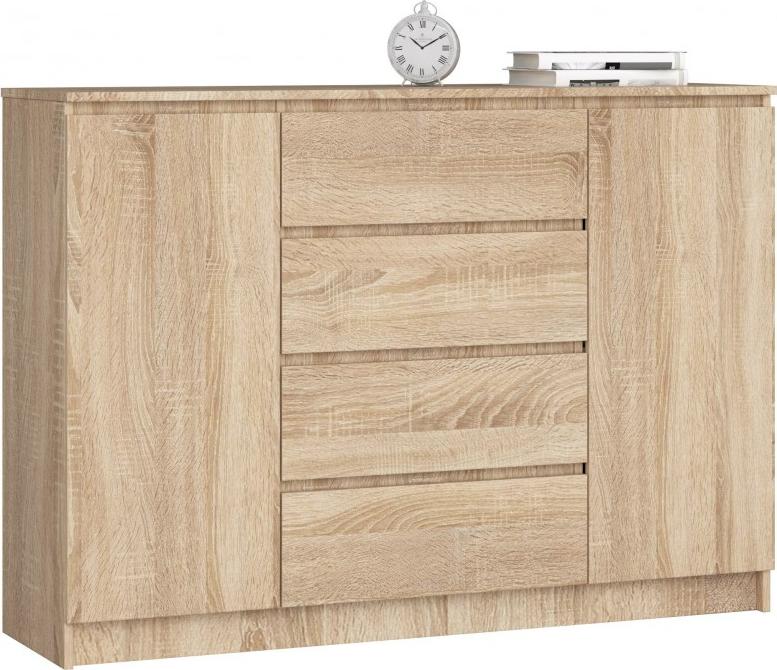 Fabryka Mebli Akord KOMODA K 140 cm 2 DRZWI 4 SZUFLADY SONOMA