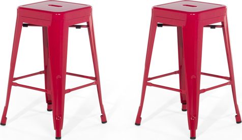 Beliani Zestaw 2 stołków barowych metalowych 60 cm czerwony CABRILLO