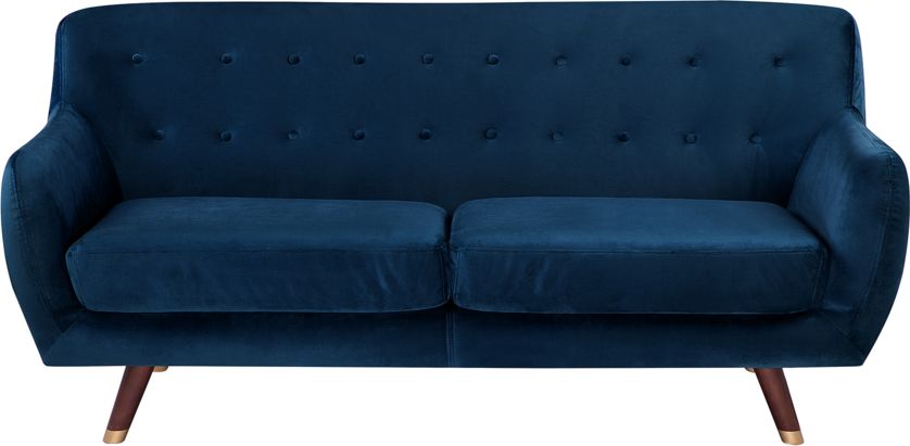 Beliani Sofa 3-osobowa welurowa niebieska BODO