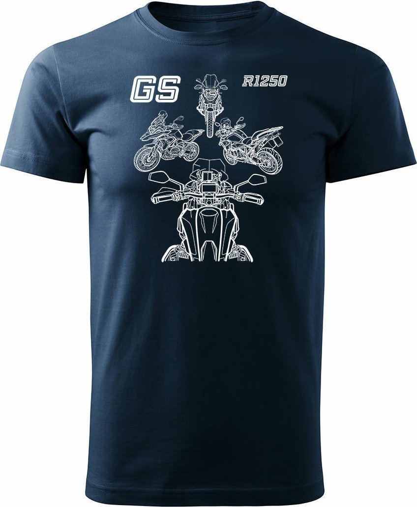 Topslang Koszulka motocyklowa z motocyklem na motor BMW GS 1250 ADVENTURE męska granatowa REGULAR L