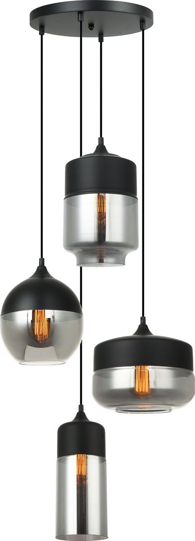 Lampa wisząca Italux Molina nowoczesna czarny (MDM-4364/4 BK+SG)