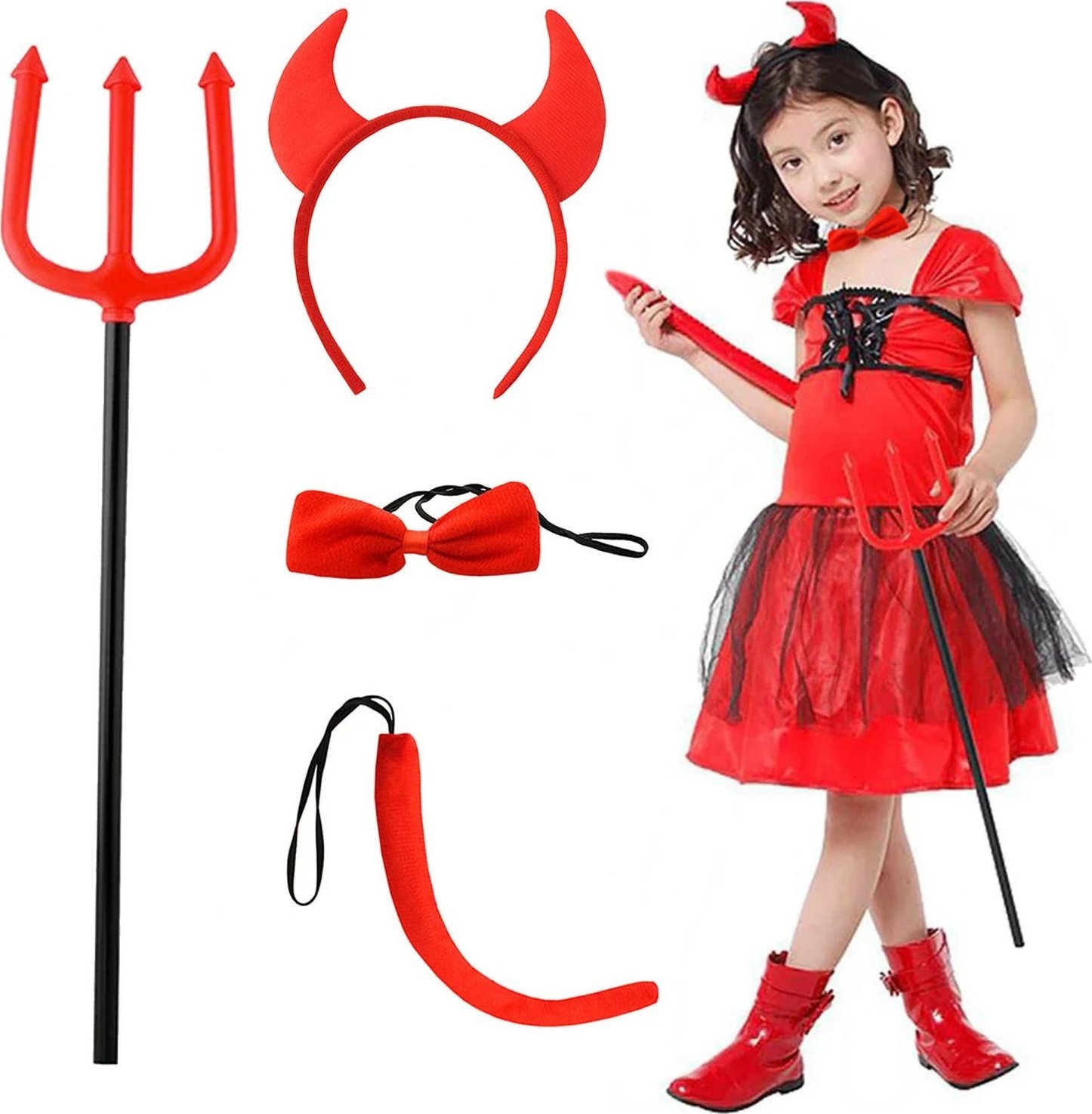 PrzydaSie Strój Diabła Diabełka Zestaw Rogi Widły Przebranie