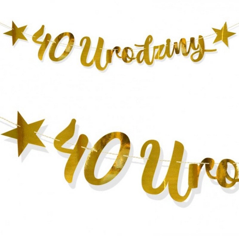 BANER girlanda 40 urodziny gwiazdki ZŁOTA