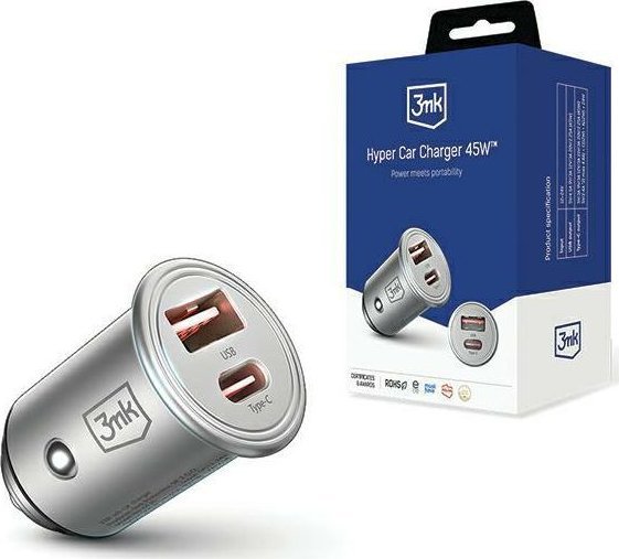 Ładowarka 3MK Hyper Car 1x USB-A 1x USB-C 3 A (Hyper Car Charger 45W)