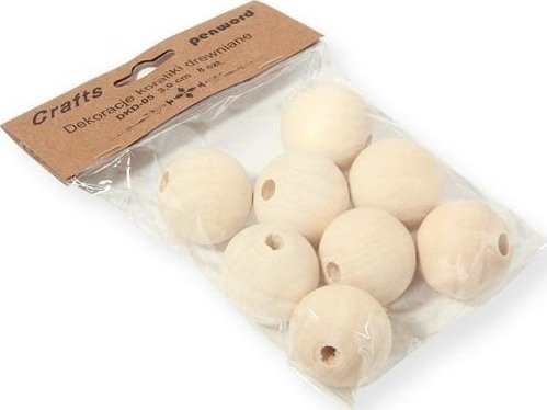 Dekoracje koraliki drewniane 30mm 8szt