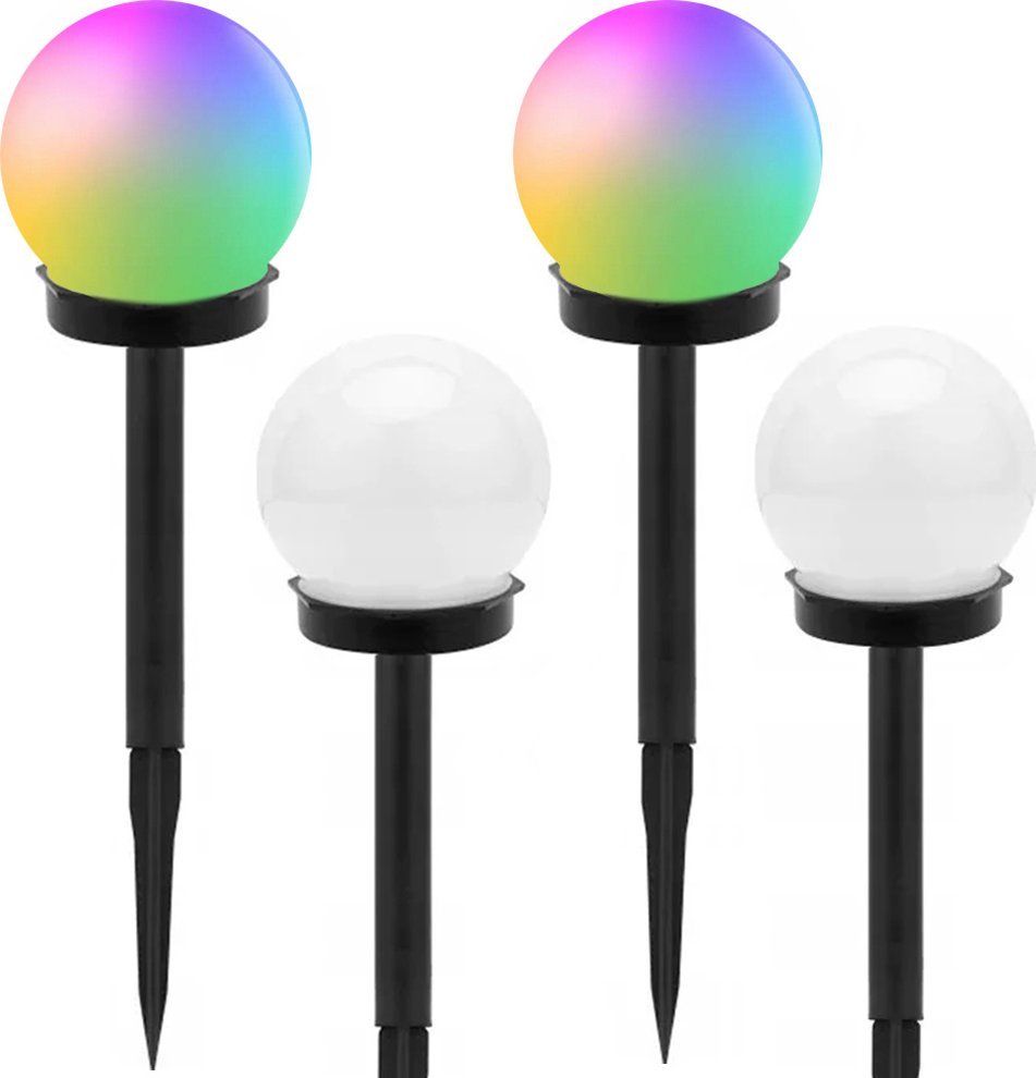 Verk 4x lampa solarna ogrodowa kula rgb wbijana 10 cm 4x lampa solarna ogrodowa kula rgb wbijana 10 cm