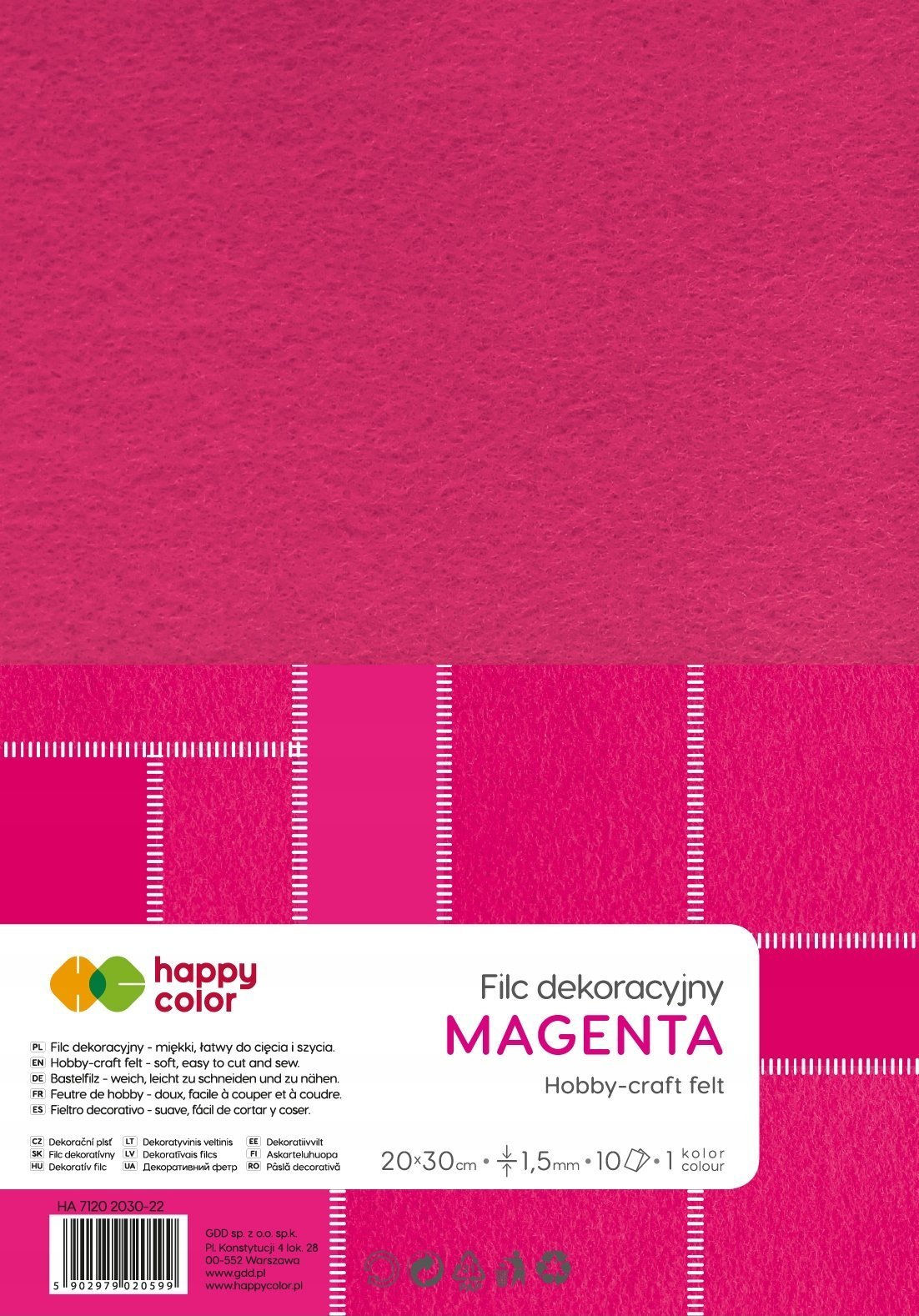 Happy Color Filc dekoracyjny magenta 10szt HAPPY COLOR