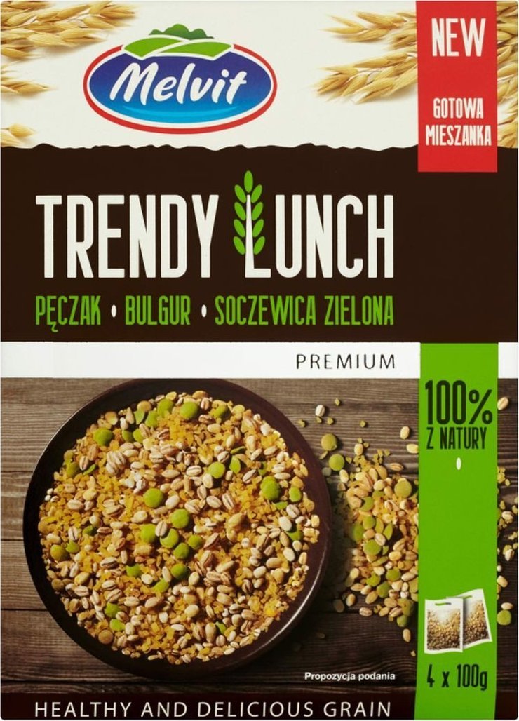 Melvit Melvit Premium Trendy Lunch pęczak bulgur soczewica zielona 400 g (4 torebki)