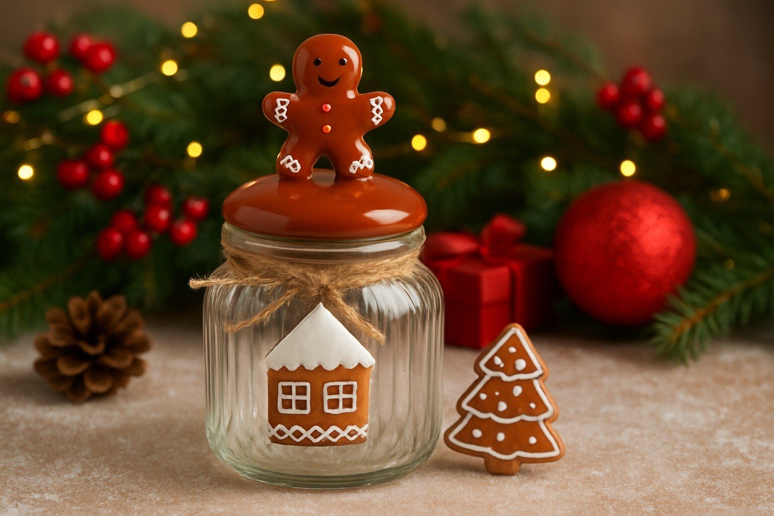 Pojemnik na ciastka szklany Piernik Deco Xmas