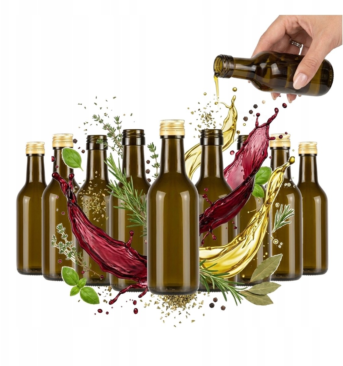 50x Butelka szklana na WINO 200ml CIEMNE SZKŁO na Wino Alkohol Ocet Olej