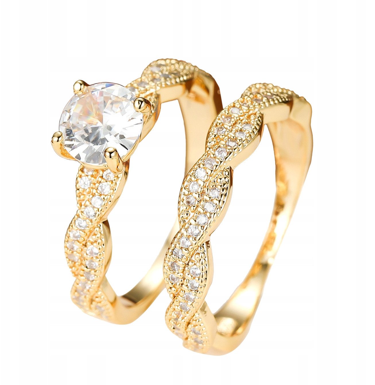 Złote OBRĄCZKI ŚLUBNE STAL Para POZŁACANE r.17/19