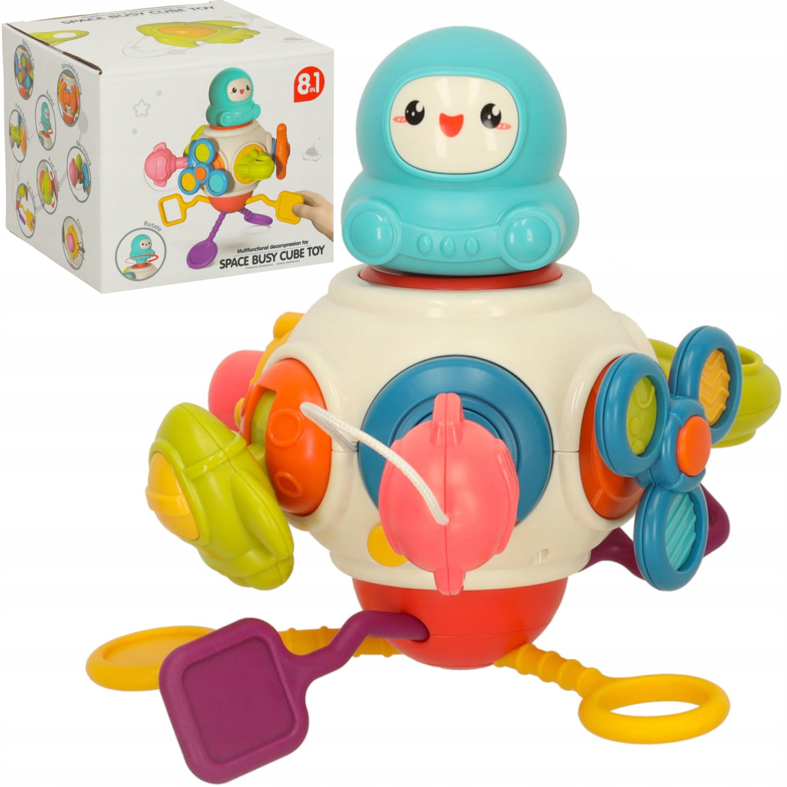 Edukacyjna kostka sensoryczna interaktywna 8w1 dla niemowląt 18m+