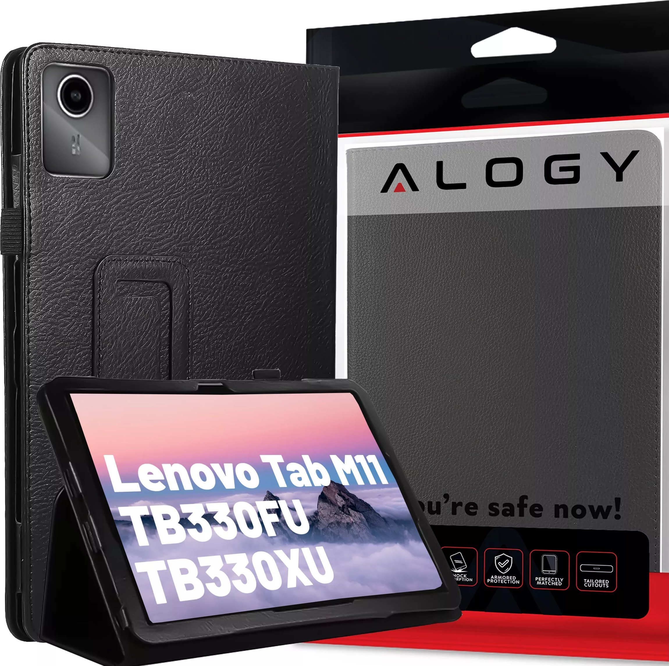 Etui na tablet Alogy Etui do Lenovo Tab M11 10.95" TB330FU/TB330XU/TB331FC stojak pokrowiec obudowa z klapką na tablet Case Czarne