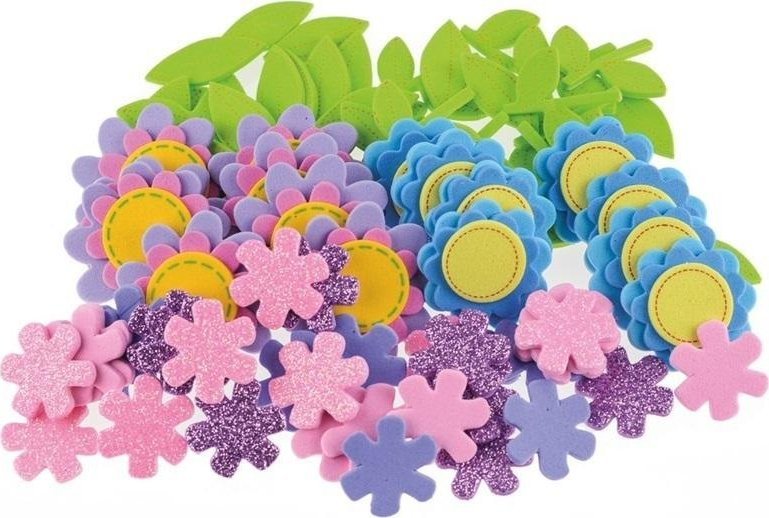 BREWIS Naklejki z pianki kwiatki 85szt