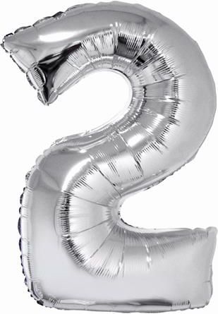 GoDan Balon foliowy cyfra "2" srebrna 85cm