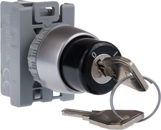 Spamel Przycisk pokrętny 2 położeniowy klucz 1Z pierścień niklowany (SP22-SAA-10)