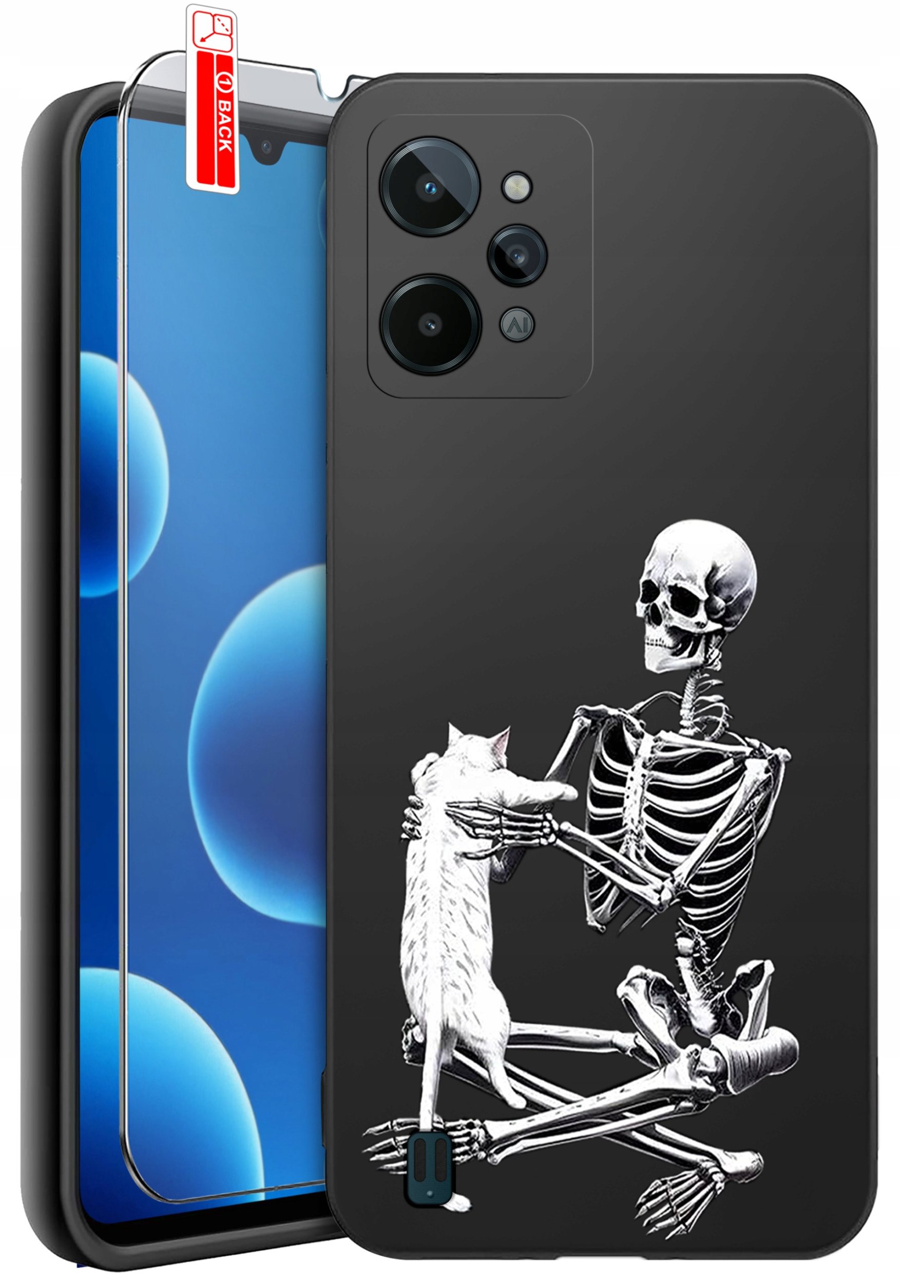 ETUI do Realme C31| WZORY | SILIKONOWE MATT CASE + SZKŁO 9H