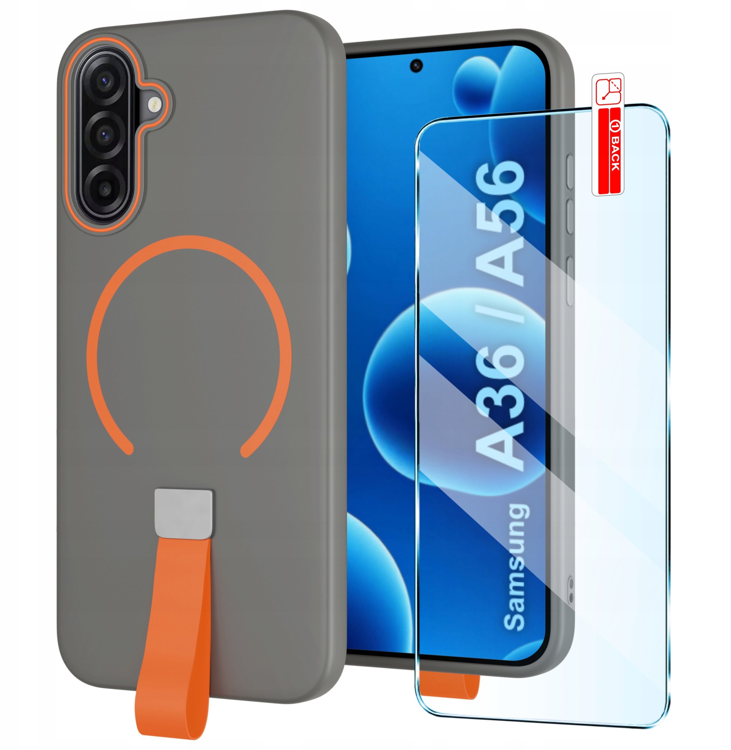 Etui z Paskiem na palec Matowe do Samsung A36 5G| A56 5G |do MagSafe +Szkło