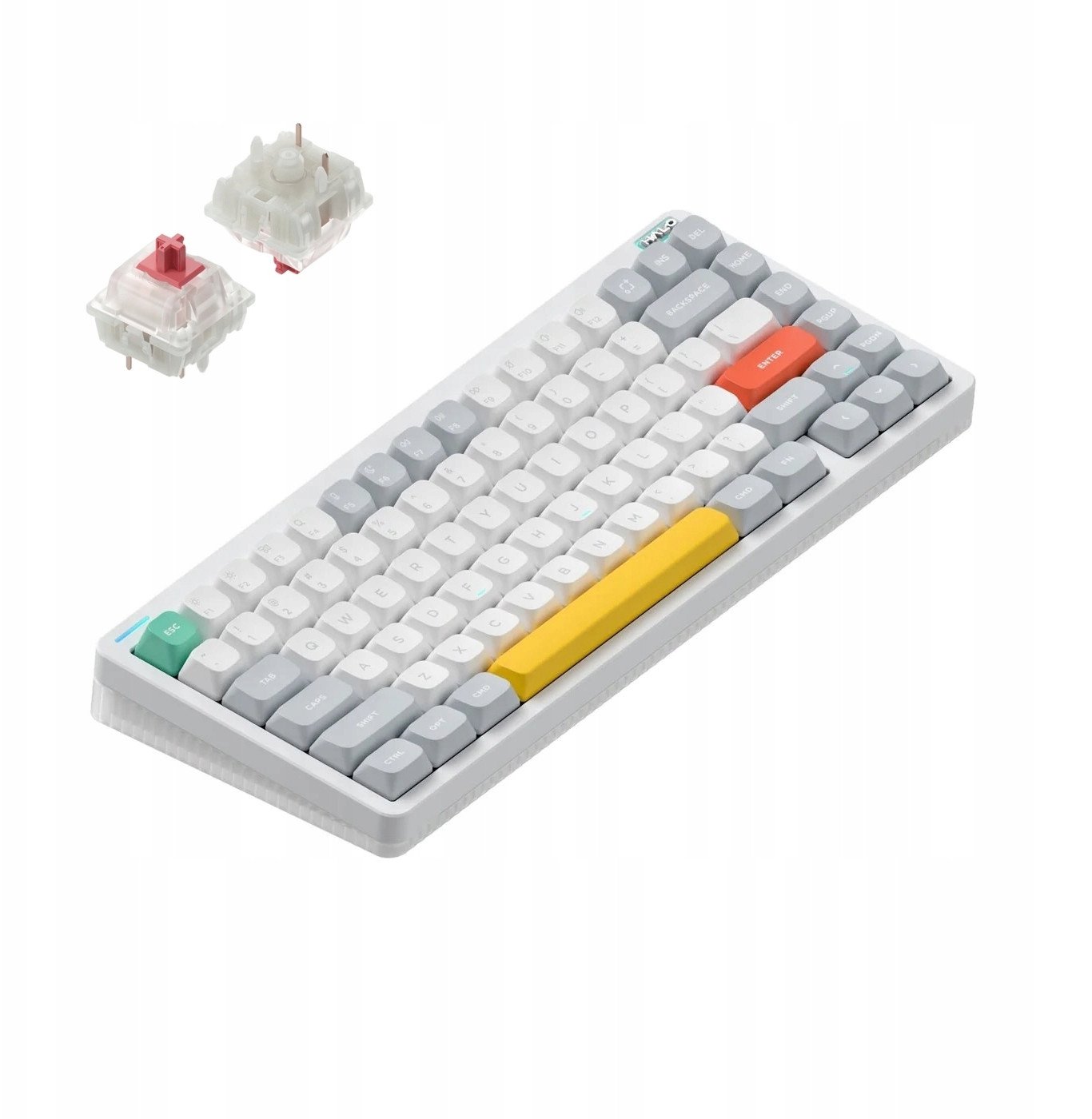 Nuphy - Halo75 v2 Wireless Mechanical Keyboard - Bezprzewodowa Klawiatura Mechaniczna Ionic White Silent Red Clear-Top