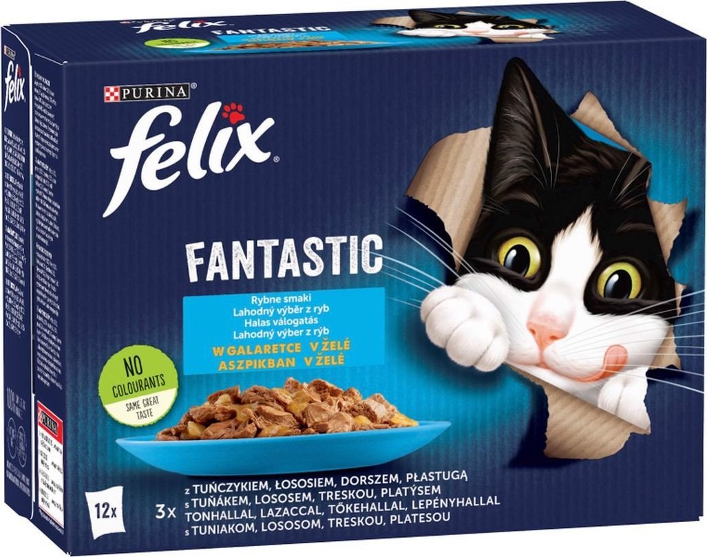 Purina Felix Fantastic Karma dla kotów rybne smaki w galaretce 1,02 kg (12 x 85 g)