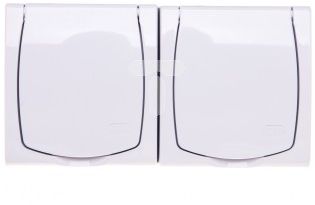 Ospel MADERA Gniazdo hermetyczne podwójne z/u IP44 z przesłonami klapka biała (GNH-2NZPw)