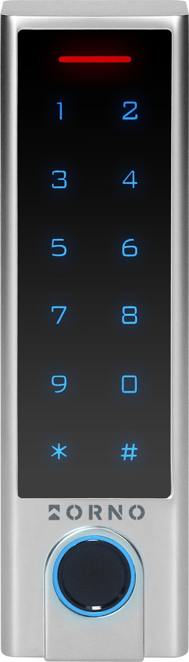 Zamek szyfrowy dotykowy z czytnikiem kart i breloków zbliżeniowych oraz czytnikiem linii papilarnych oraz Wi-Fi ,SUPER-WĄSKI IP68, 1 przekaźnik 3A, Po