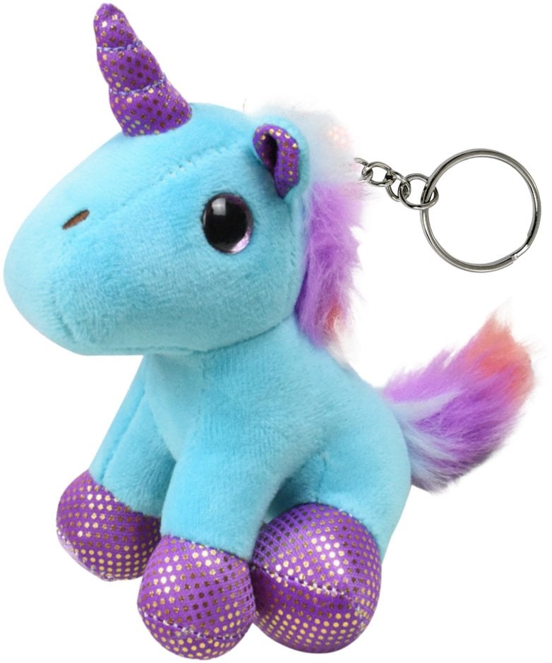 Pluszowy Jednorożec Brelok Metalowe Kółko Niebieski 12cm