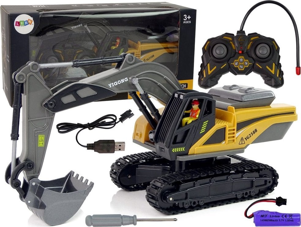 LeanToys Koparka Gąsienicowa Zdalnie Sterowana 2.4G Żółta LEAN Toys