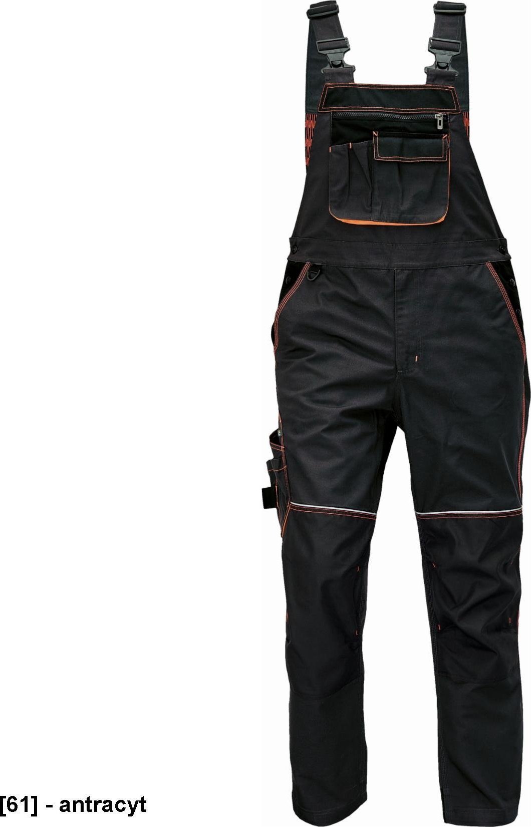 CERVA KNOXFIELD SPODNIE OGRODNICZKI - spodnie ochronne z elastyczną talią, odblaskowe wstawki - antracyt 62