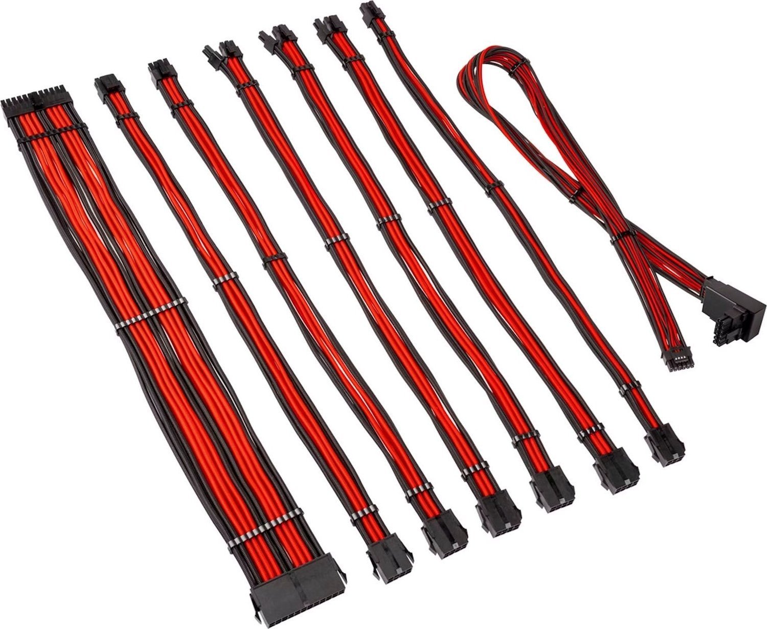 Kolink Core Pro Braided Cable Extension Kit 12V-2x6 Type 2 - Jet Black/Racing Red