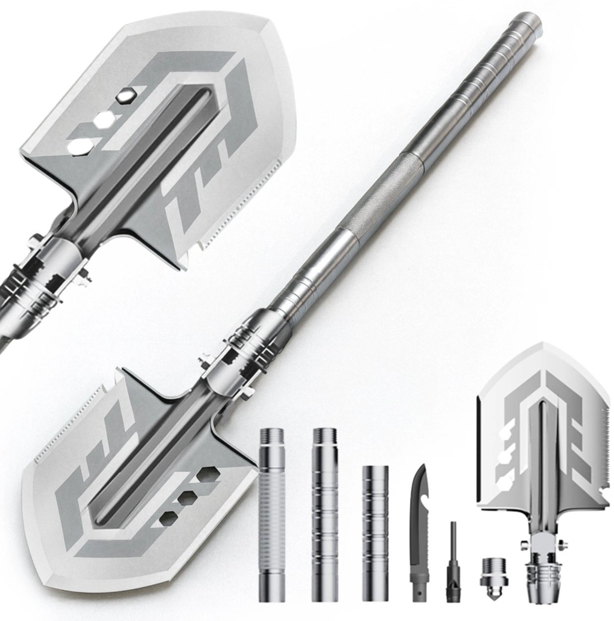 Saperka Wozinsky WSS-211 survival bushcraft wielofunkcyjna nóż zbijak krzesiwo gwizdek harpun - szara