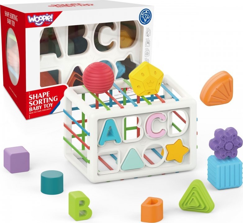 WOOPIE BABY Elastyczna Kostka Sensoryczna Sorter dla Dzieci Kolorowe Kształty Alfabet 15 el.