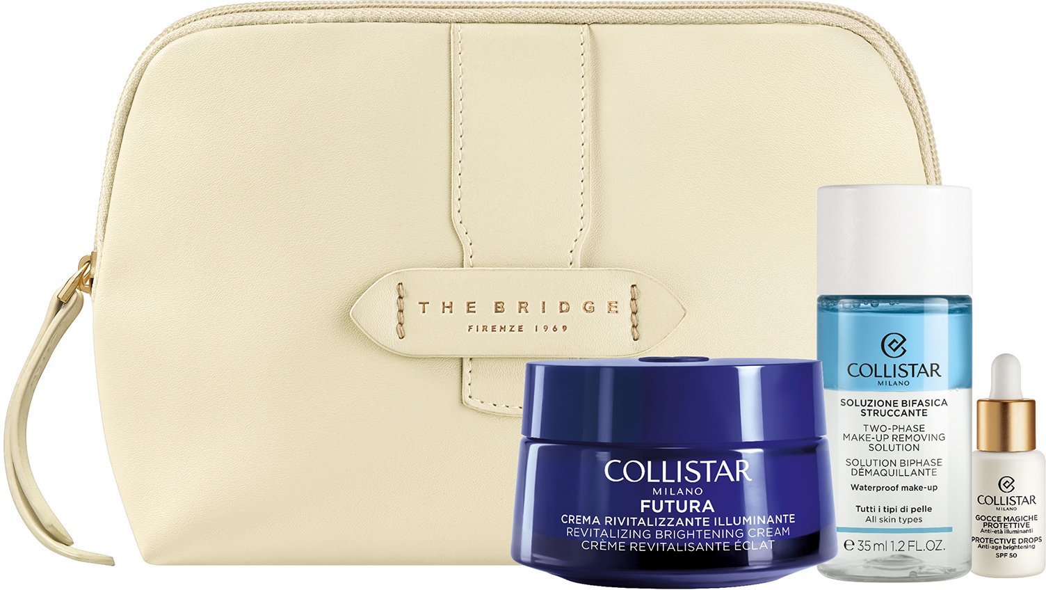 Collistar SET (REVITALISING DAILY CREAM 50 ML + MINI BIPHASIC 35 ML + 5 ML DROPS + cosmetic bag)