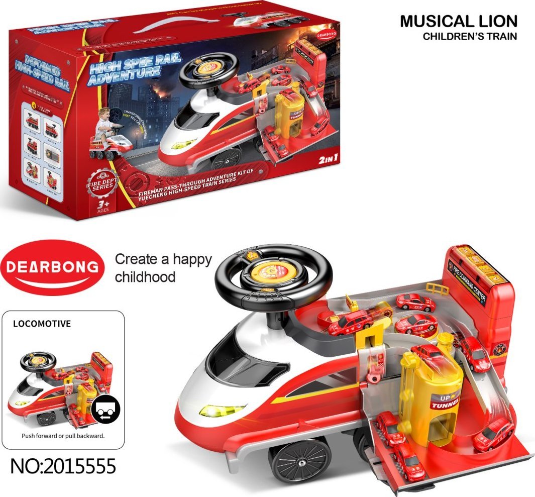 Triton Interkatywny Jeździk 2w1 Straż Pożarna dla dzieci 3+ Dźwięki Światła + Parking strażacki + 4 Resoraki + Ruchome elementy