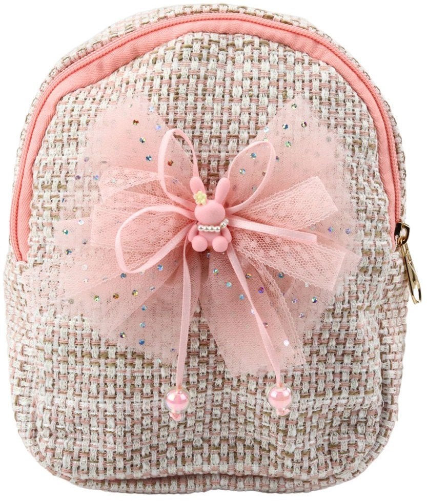 Plecak Dziecięcy Pleciony Kokarda Króliczek Różowy 21cm 2L