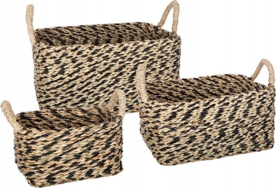 Atmosphera Kosze dekoracyjne prostokątne z uchwytami, 3 rozmiary, kolor czarny