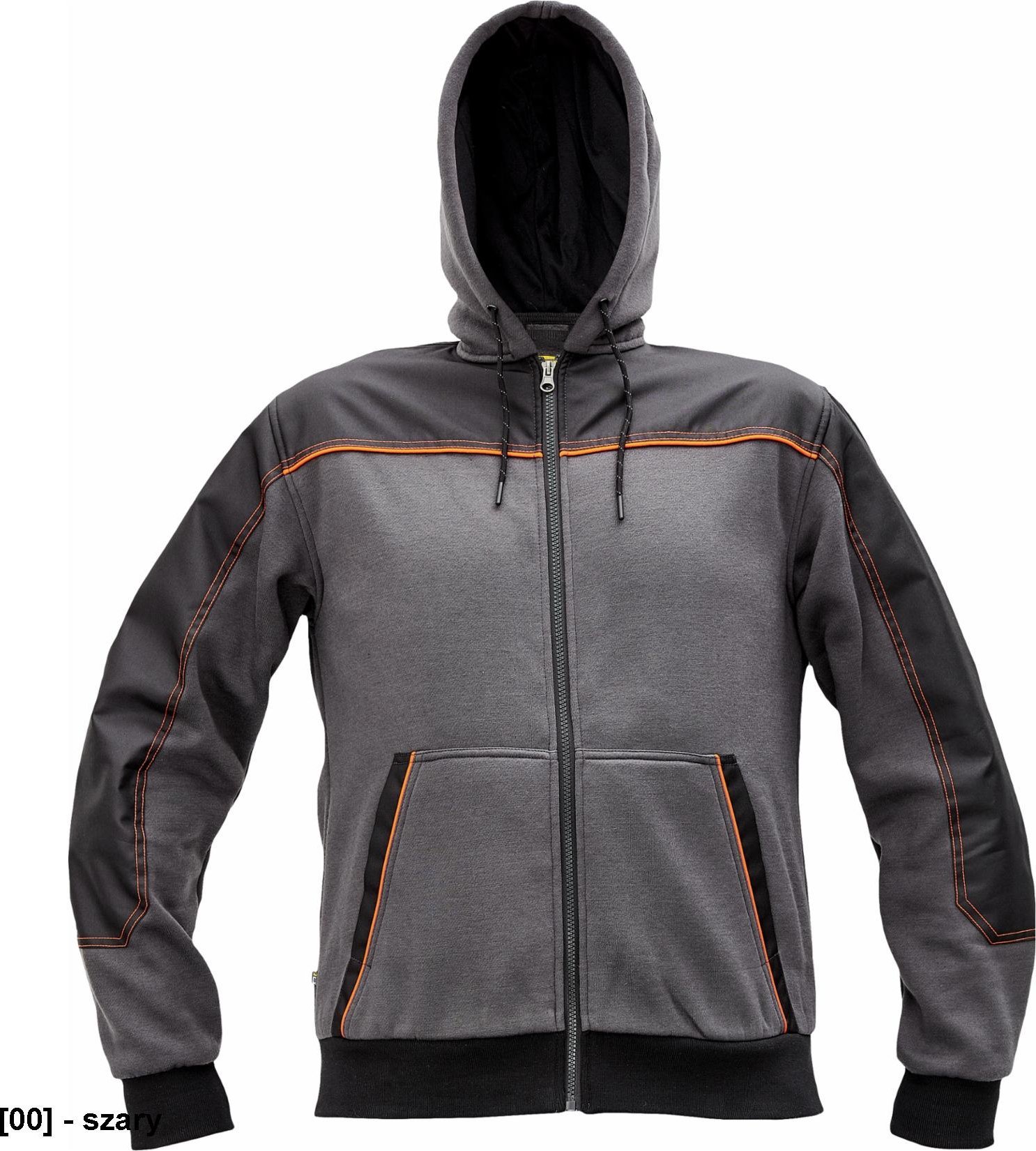 CERVA CREMORNE bluza - męska bluza z suwakiem, kaptur, 55% bawełna, 45% poliester - szary L