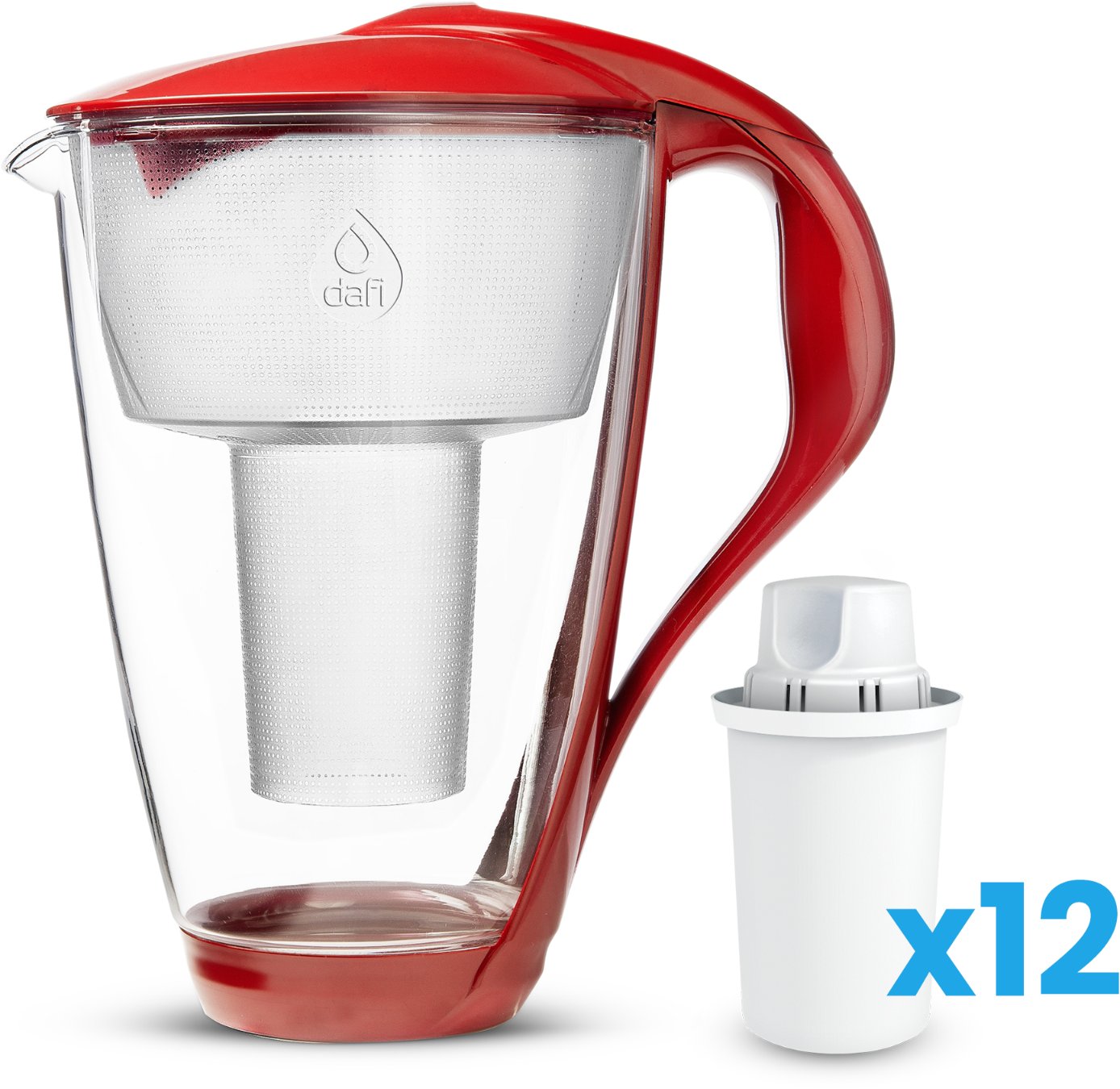 ZESTAW szklany dzbanek Dafi CRYSTAL LED 2 l makowy + 12 wkładów Classic