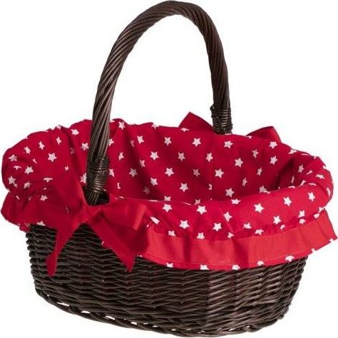 WickerPL Wiklinowy kosz prezentowy brązowy z obszyciem 35x25 H15/30 cm