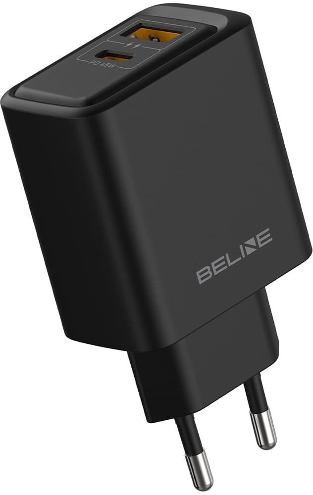 Ładowarka sieciowa Beline 45W GaN USB-A/USB-C BLN2CB45 czarny