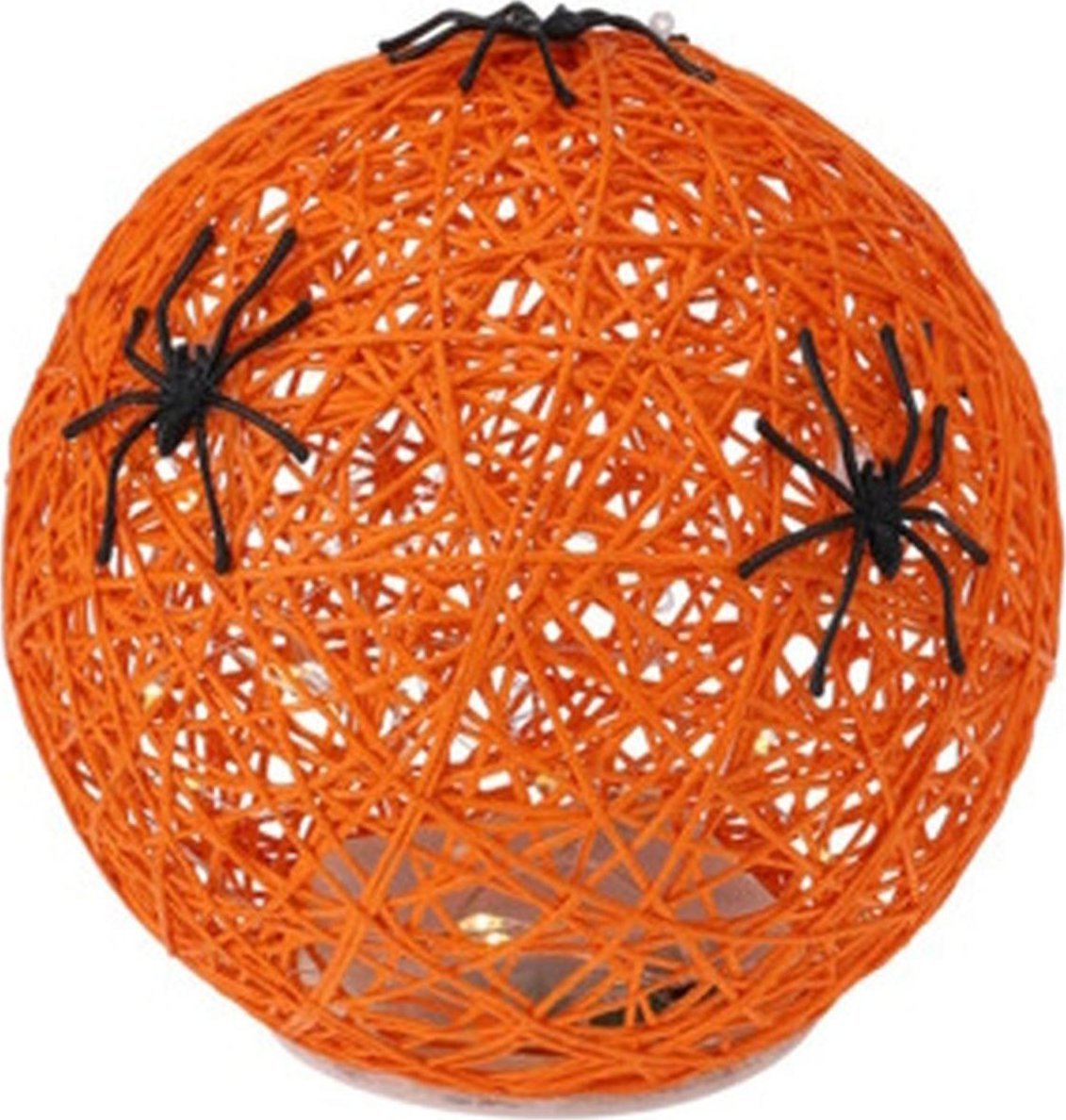Christmas decoration KULA DEKORACYJNA LAMPKA Z PAJĄKIEM LED 15CM HALLOWEEN POMARAŃCZOWY